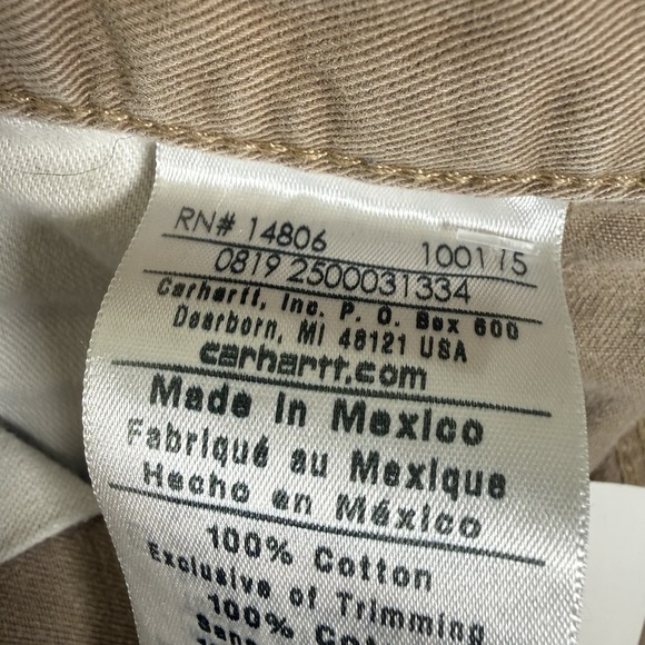 Carhartt Relaxed Fit Pants Men's 33/31 Khaki Carpenter Distressed 100095-253 - Picture 8 of 9